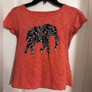 Women's Coral Elephant Print Top